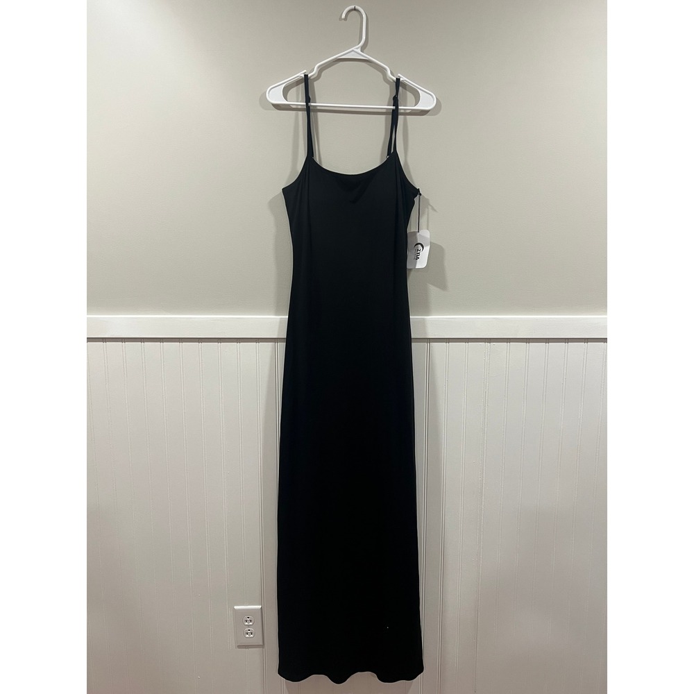 Zyia Active Camille Sundress Ribbed Maxi Sleeveless Bodycon Black Women Size 2XL